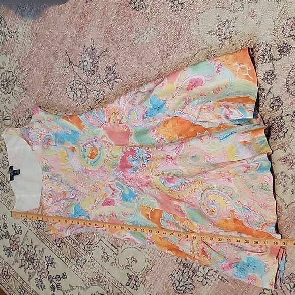 Chaps Cotton Lined Fit n Flare Floral Pastel Paisley Hidden Side Zip Dress Sz 8 - Picture 10 of 12